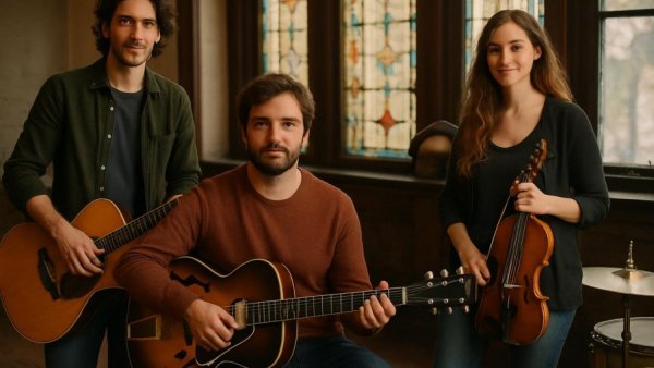 Red Clay Strays band posing indoors for album release