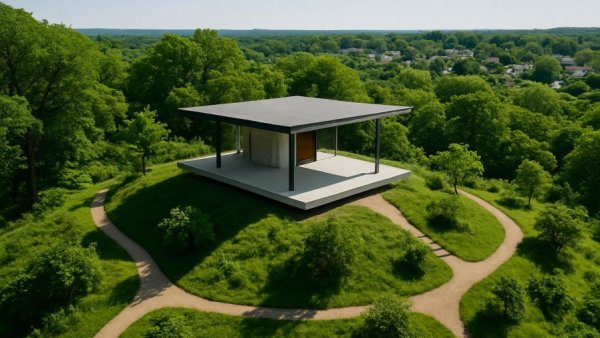 Aerial view of Sims Park hill and pavilion in Houston.