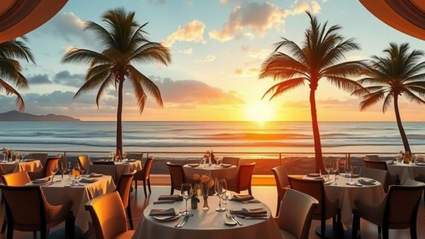 Elegant Father's Day dinner at Pelican Grand Beach Resort with ocean view.