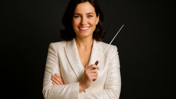 Dolly Parton’s Threads Symphony image featuring a smiling woman in a white suit.