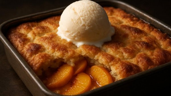 Delicious peach cobbler from Atlanta restaurants guide.