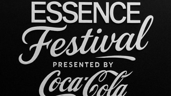 ESSENCE Festival logo with Coca-Cola on black background.