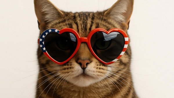 Cat with American flag sunglasses, budget-friendly events in Charlotte NC theme