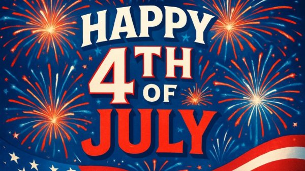 America 250 celebration Charlotte graphic with fireworks and flag