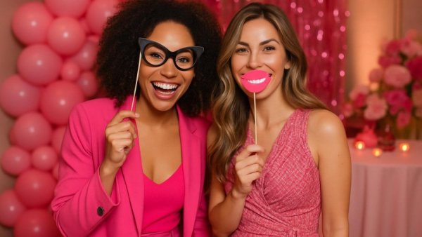 Two women enjoying a pink-themed Nashville event, Nashville lifestyle news.