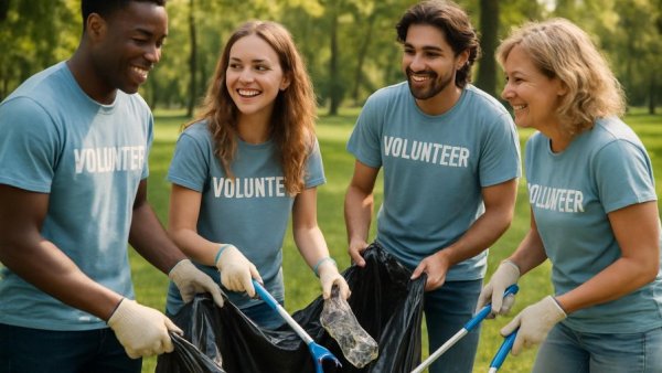 Volunteers in a Nashville park for community cleanup.