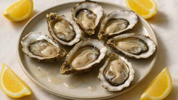 Fresh oysters with lemon wedges at Oysters Celebration in New Orleans