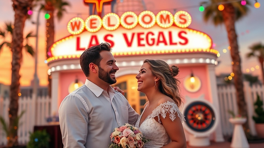 Joyful couple at a Las Vegas wedding chapel, capturing the magic of wedding planning.
