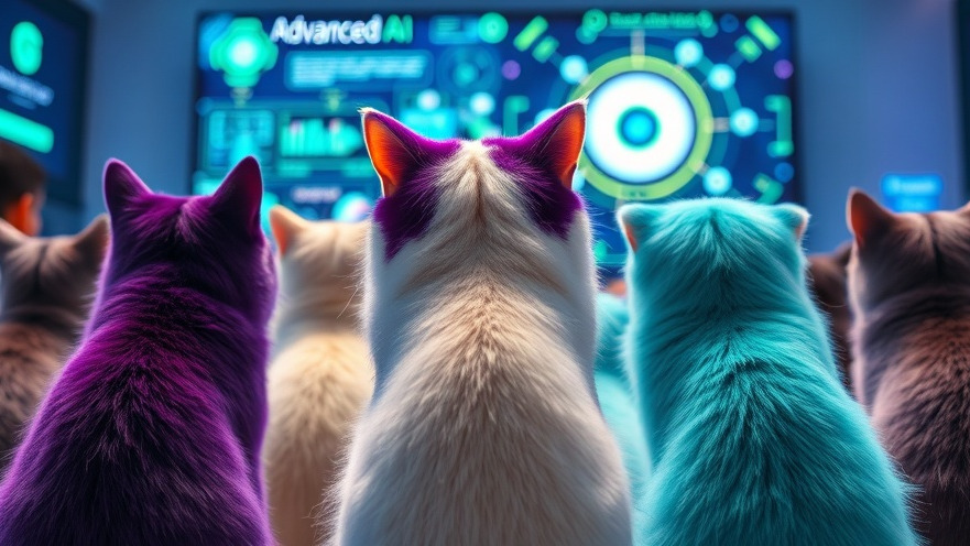 Curious cats viewing advanced AI technology, showcasing latest advancements in AI.