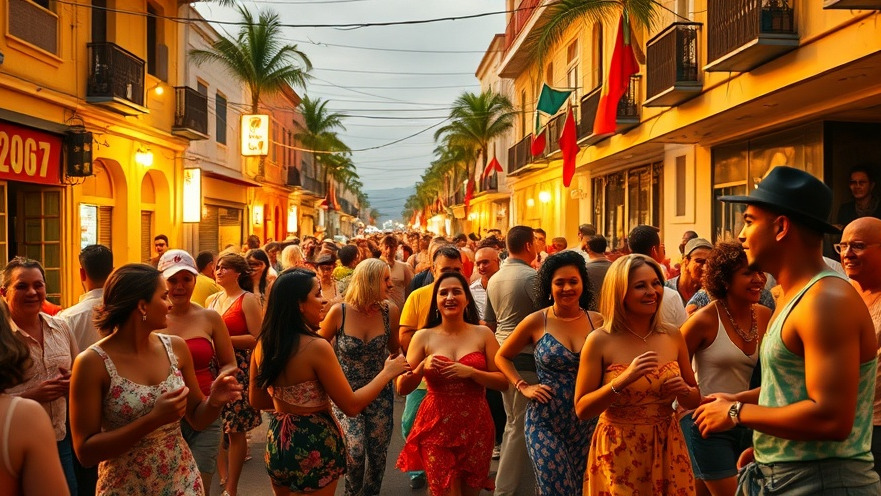 Colorful Cuban street festival in Miami, celebrating Miami art walks and community engagement.