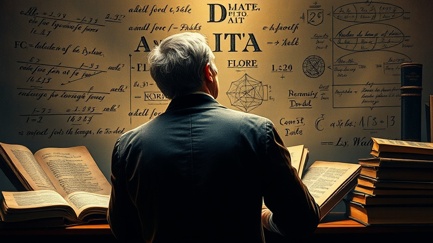Jean d’Alembert deep in thought, surrounded by equations and Enlightenment books, reflecting history of mathematics.