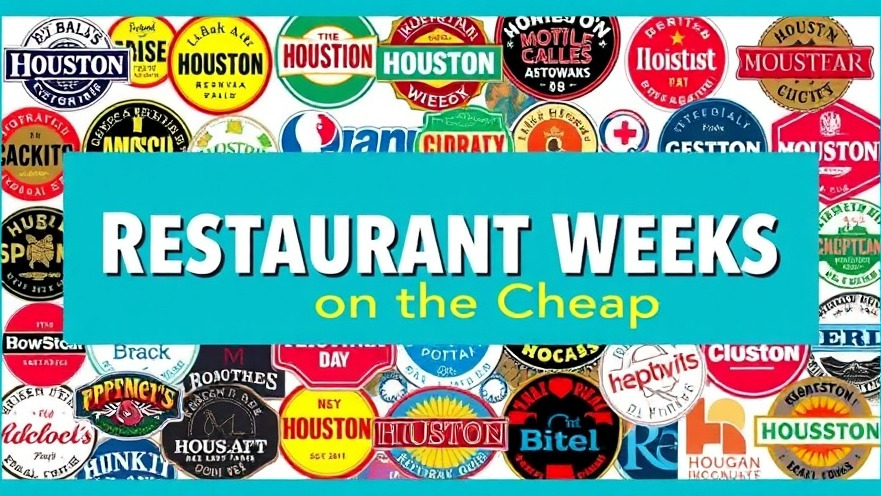 Vibrant collage of Houston restaurant logos promoting affordable dining Houston.