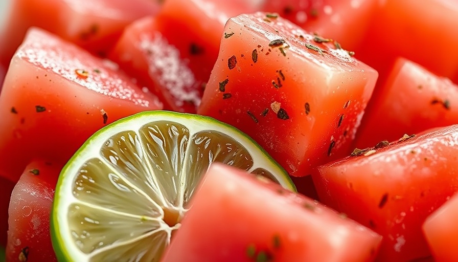 Close-up of 3-ingredient watermelon snack with lime.