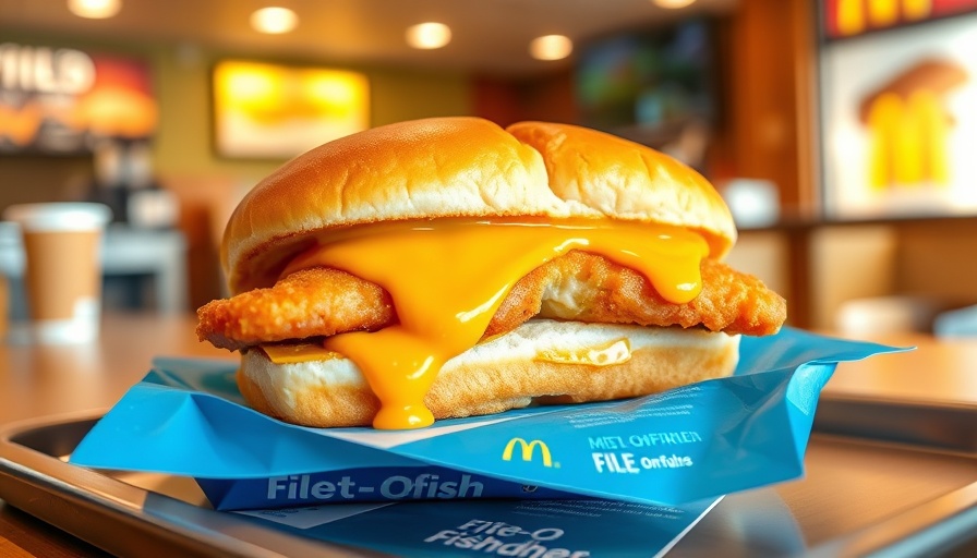 McDonald's Filet-O-Fish sandwich with tartar sauce on tray.