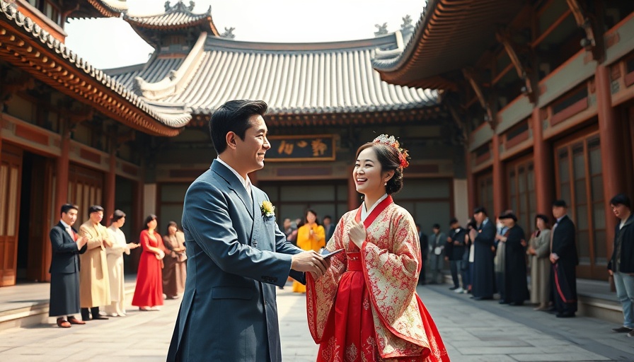 Korean Yoon Dang Weddings: Traditional ceremony with couple in hanbok