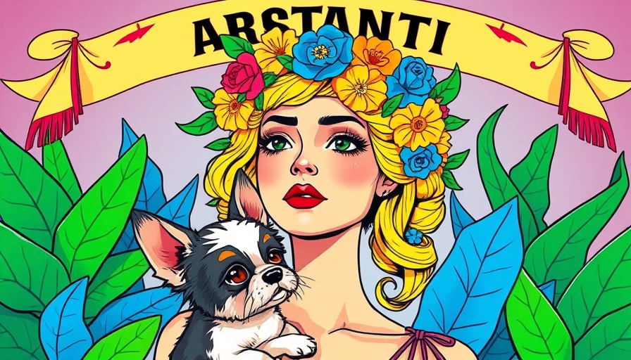 Vibrant illustration at Licensing Expo 2025 with woman and dog.