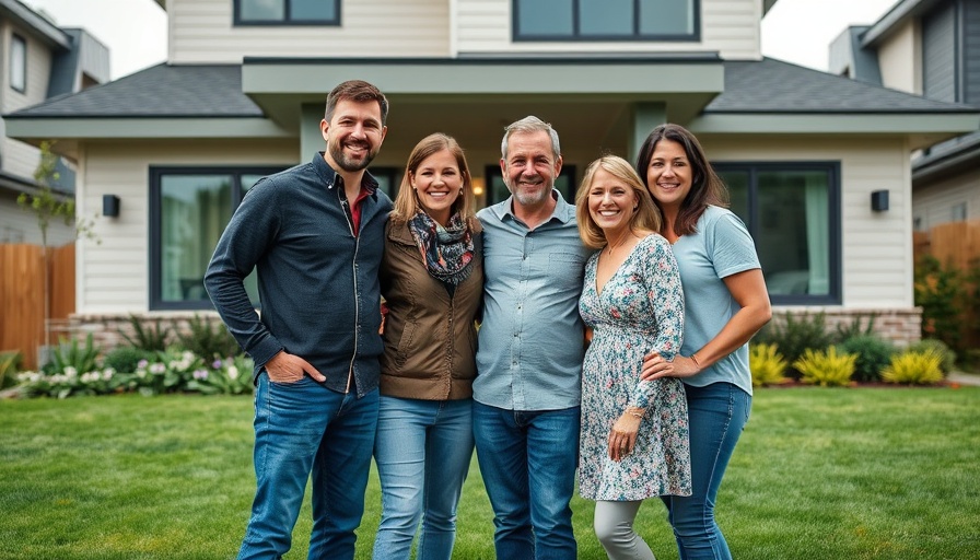 Happy family in front of new home, Homeownership Guide 2025.