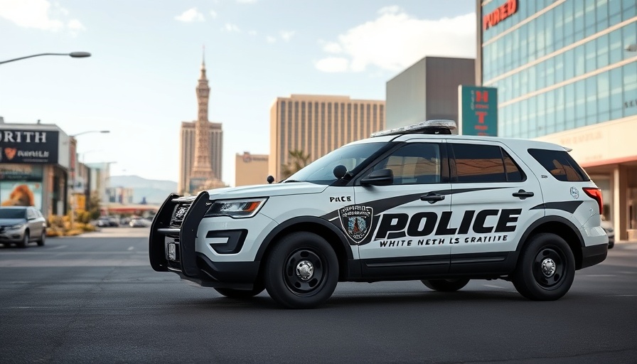 North Las Vegas police car parked on city street.