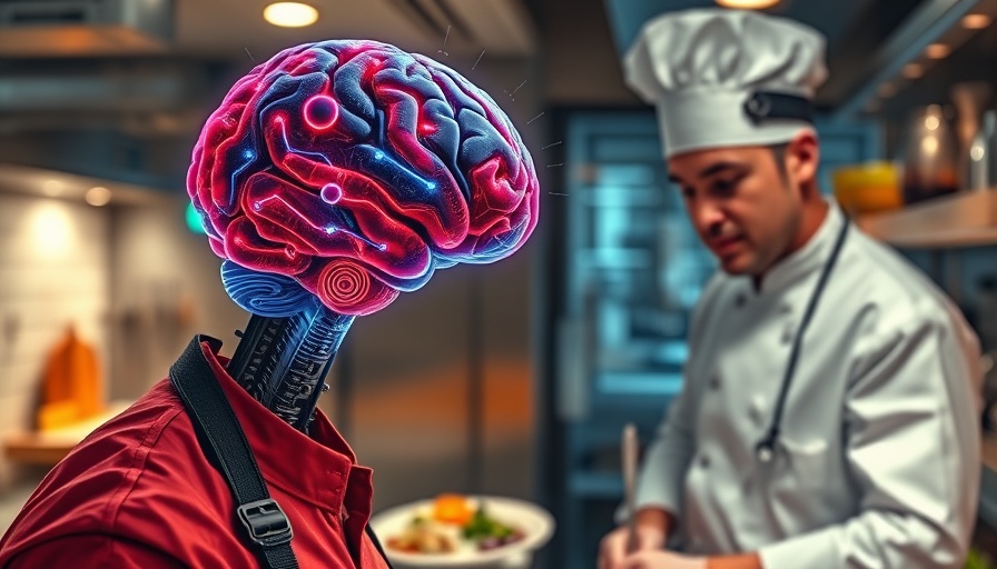 AI societal challenges depicted with chef cooking alongside digital AI interface.