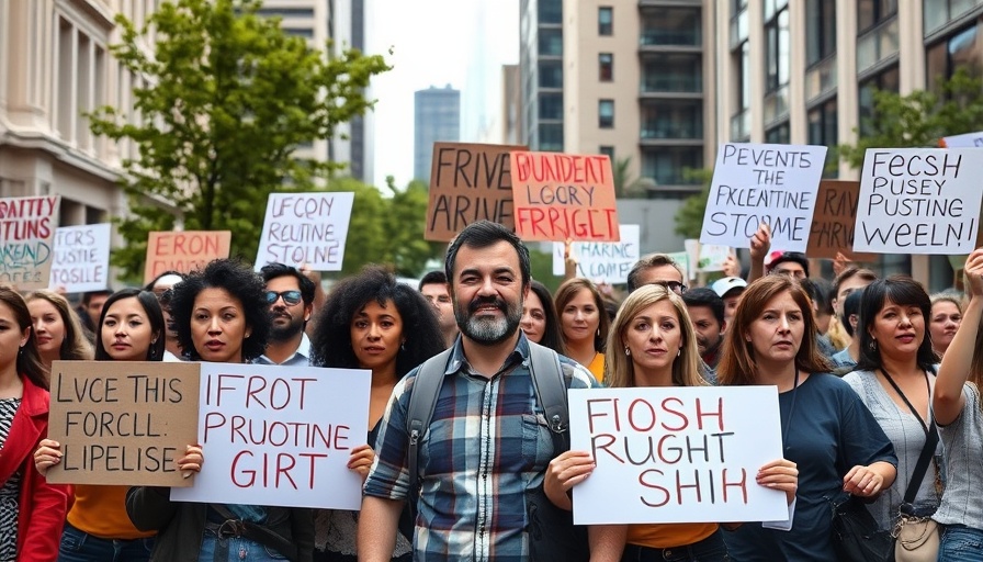 Good Trouble Lives On Protest Houston: diverse group of protesters holding signs.