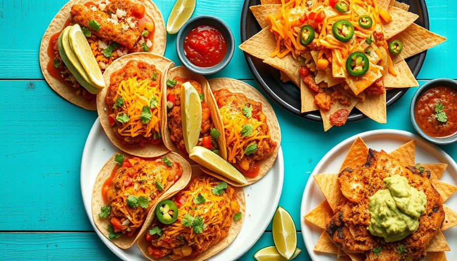 Colorful Mexican dishes including tacos, enchiladas, and nachos showcasing the National Dish of Mexico.