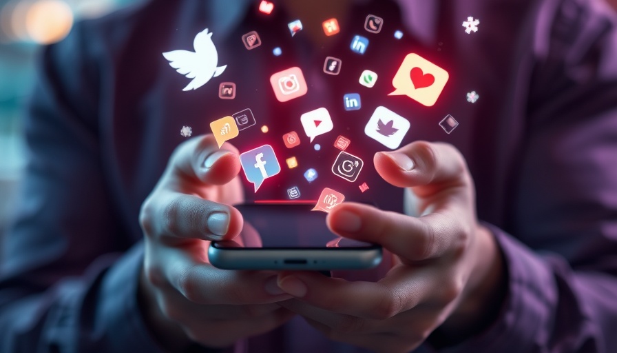 AI video clip generators concept with smartphone and social media icons.