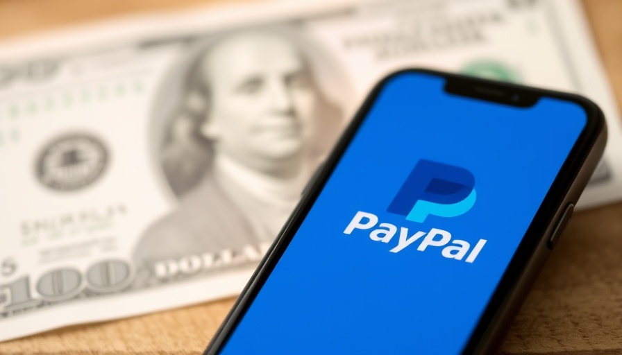 Smartphone with PayPal logo for cross-border payments.