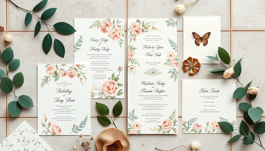 Elegant wedding invitation design with floral motifs.