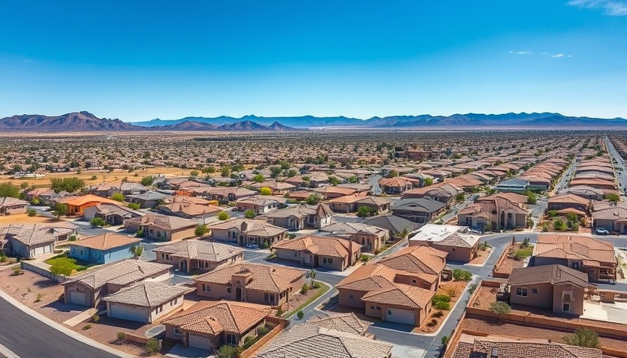 Aerial view of Las Vegas housing market with new homes.