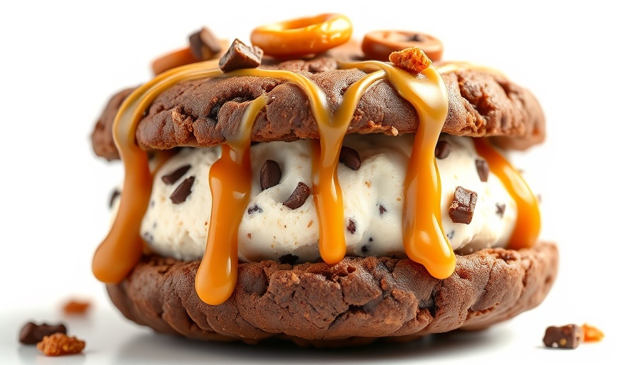 Decadent dessert at Atlanta free events, featuring a caramel-drizzled ice cream sandwich.