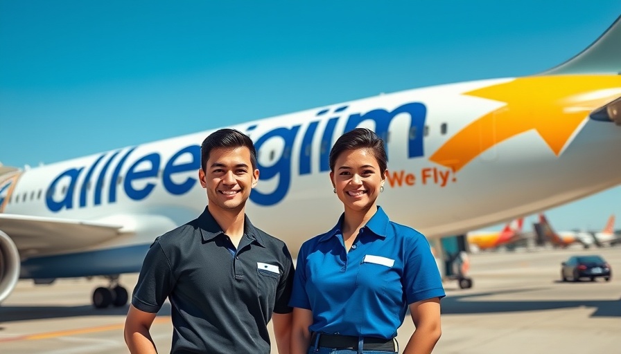 Allegiant crew posing with plane for New Orleans flight routes.