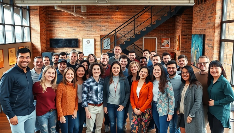 Diverse group in office highlighting team and sales automation