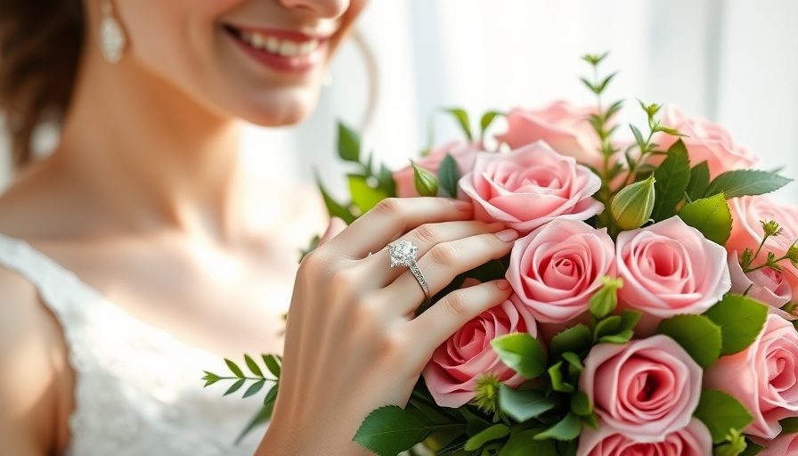 Elegant bride displaying proper way to wear wedding rings with a bouquet.