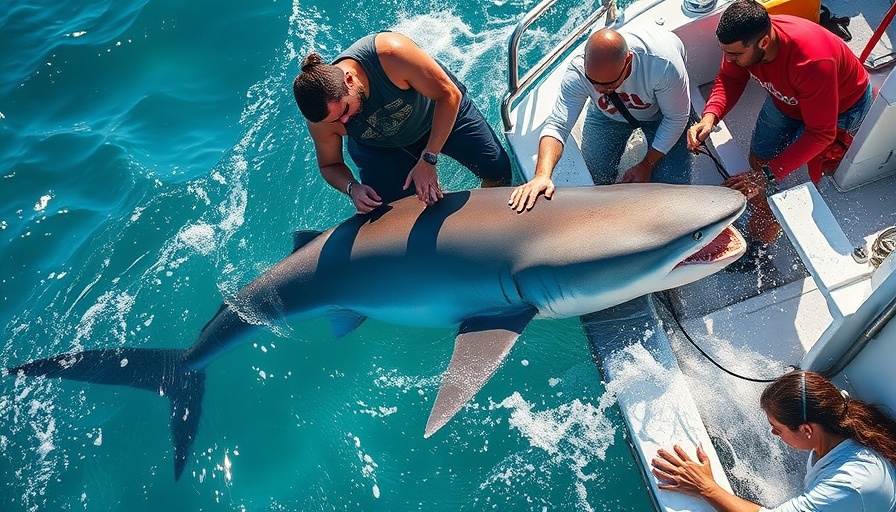 Shark tagging in Miami with a team on a boat