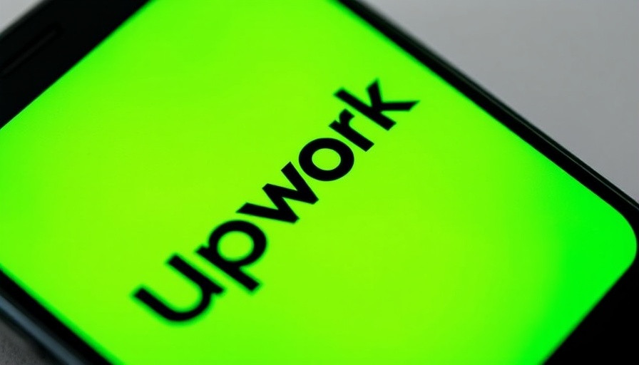 Upwork logo displayed on smartphone with green background.