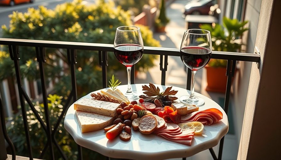 Best 'Girl Dinner' in New Orleans: charcuterie and wine on a sunny balcony.