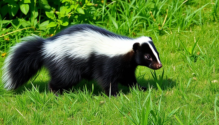 Lincoln County rabies case: Skunk walking in a grassy field