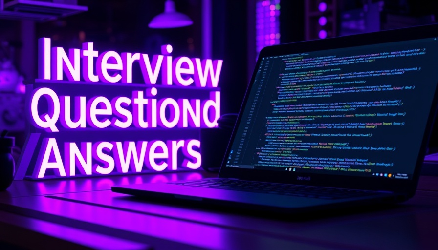 React Interview Experience visual with purple text and coding laptop.