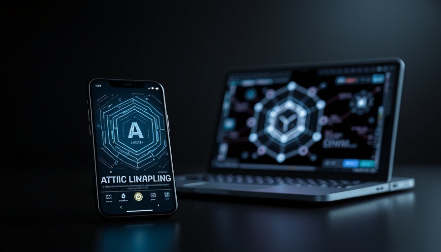 AI technology trends on phone and laptop screens with futuristic interface.