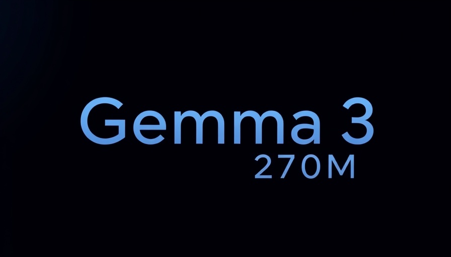 Sleek 'Gemma 3 270M' AI logo on dark background representing AI advancements.