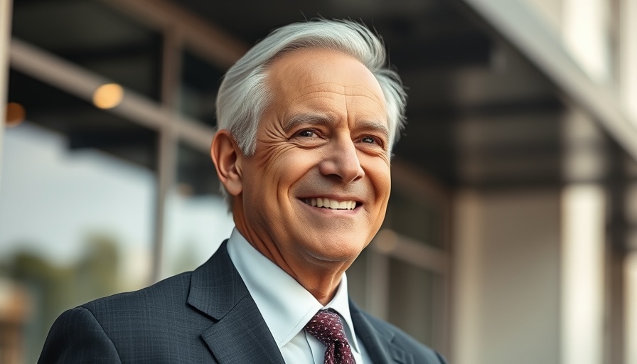 U.S. government investment in Intel as represented by an elderly man in a business suit smiling confidently in sunlight.
