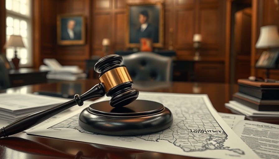 Legal gavel on Louisiana map for redistricting case.