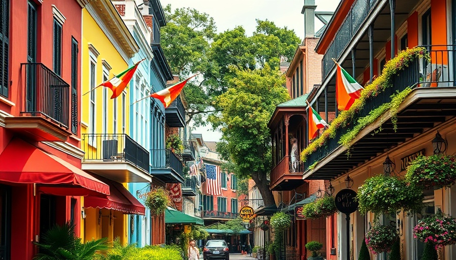 Colorful buildings in New Orleans capturing vibrant ambiance.