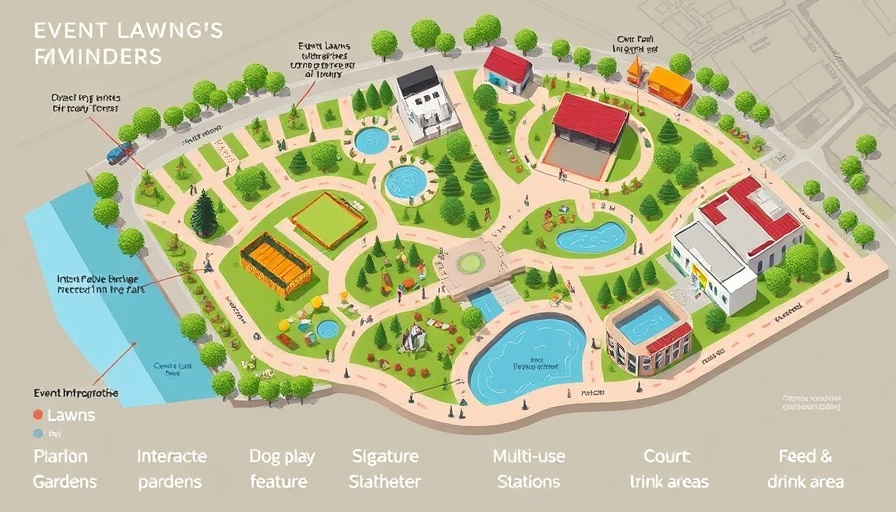 Stylized park map under I-395 with icons and features