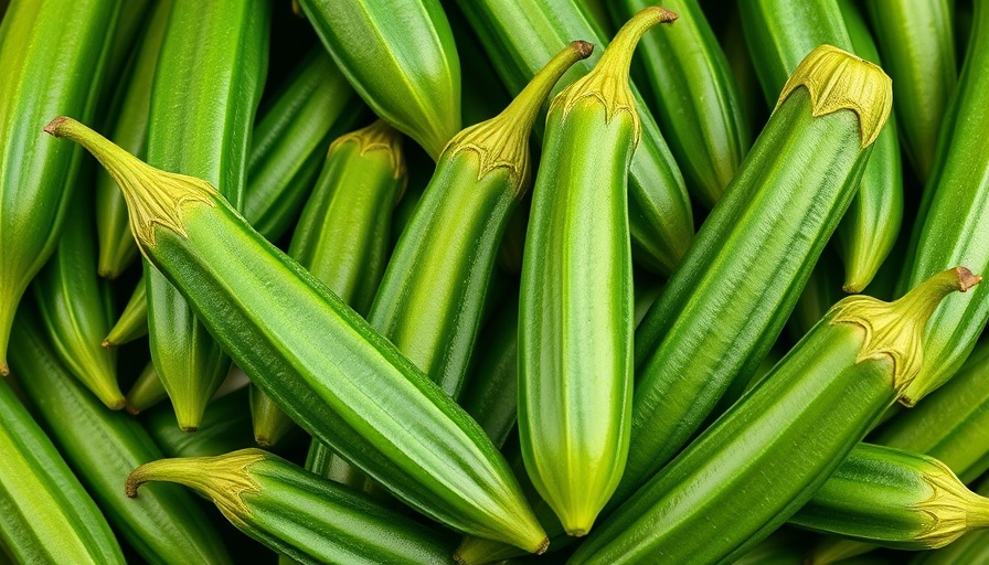 Vibrant okra arrangement in studio setting, highlighting best places to eat okra in Atlanta.