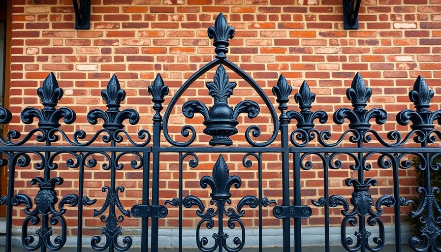 Ornate fleur-de-lis iron fence in New Orleans