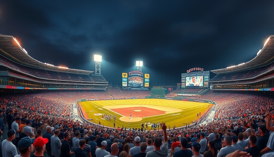 Atlanta Braves road trip game at night with stadium lights illuminating.