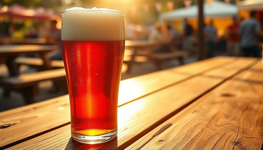 Amber beer glass on picnic table at Charlotte fall festival 2025.