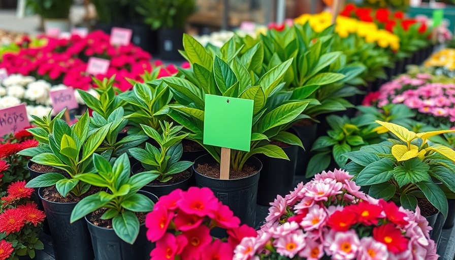 Vibrant plant display at New Orleans plant sale and art market.