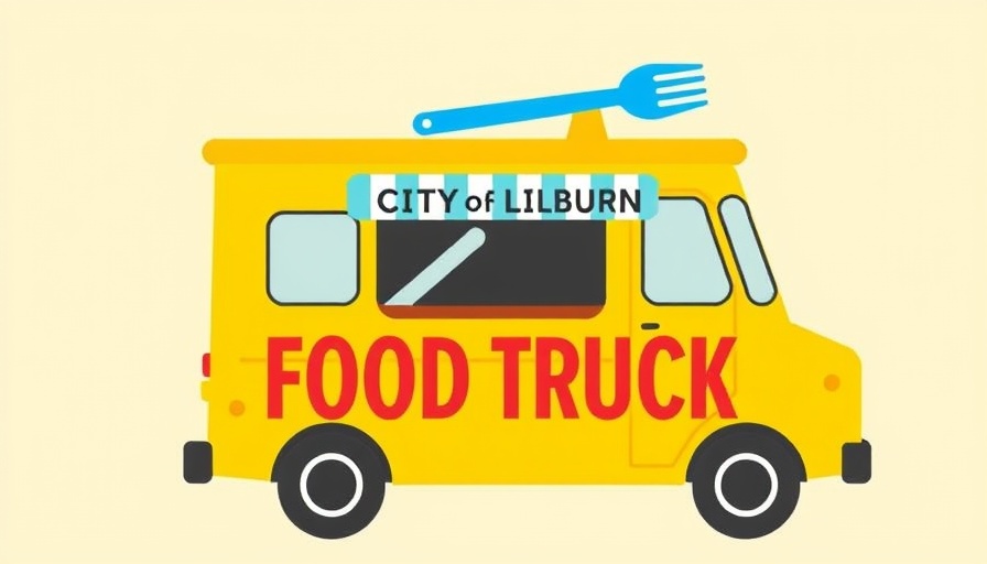 Atlanta food truck events free graphic with a yellow truck illustration.